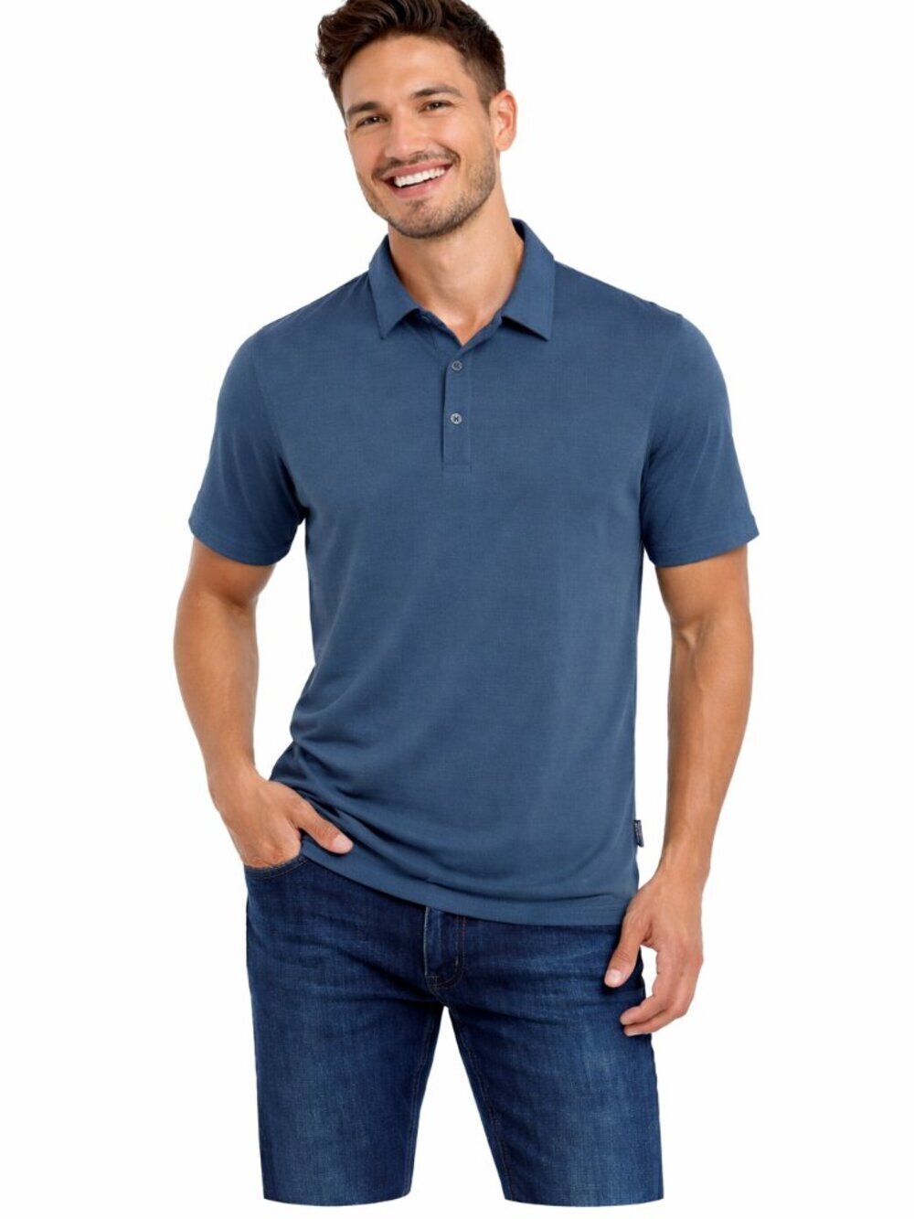 Gerry Mens Polo Shirt XXL Blue UPF 40 Comfort Stretch Short Sleeve Performance